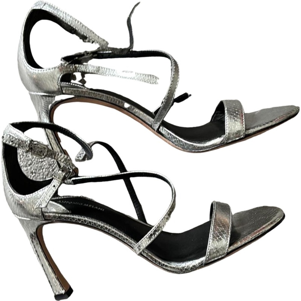 Antonio Melani Hadley Strappy Metallic Leather Sandals Silver NEW